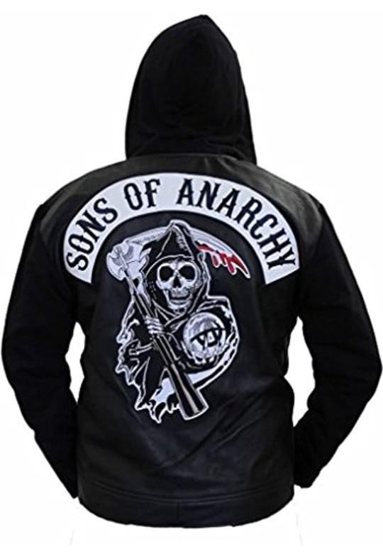 SONS Of Anarchy Hooded Biker Club Leather Jacket | Men's Leather Motorcycle SOA TV Series Biker Leather Hooded Jacket