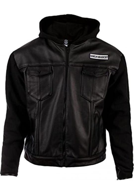 SONS Of Anarchy Hooded Biker Club Leather Jacket | Men's Leather Motorcycle SOA TV Series Biker Leather Hooded Jacket