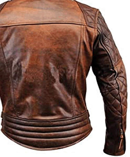 Men's Distressed Brown Leather Jacket | Vintage Cafe Racer Motorcycle Jacket | Real Leather Biker Jacket