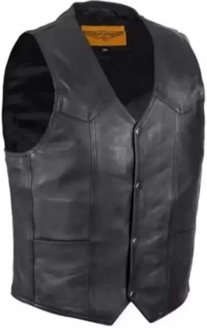 Men’s Hells Angels MC California Leather Vest | Motorcycle Biker Club Vest | Black Leather Rider Waistcoat
