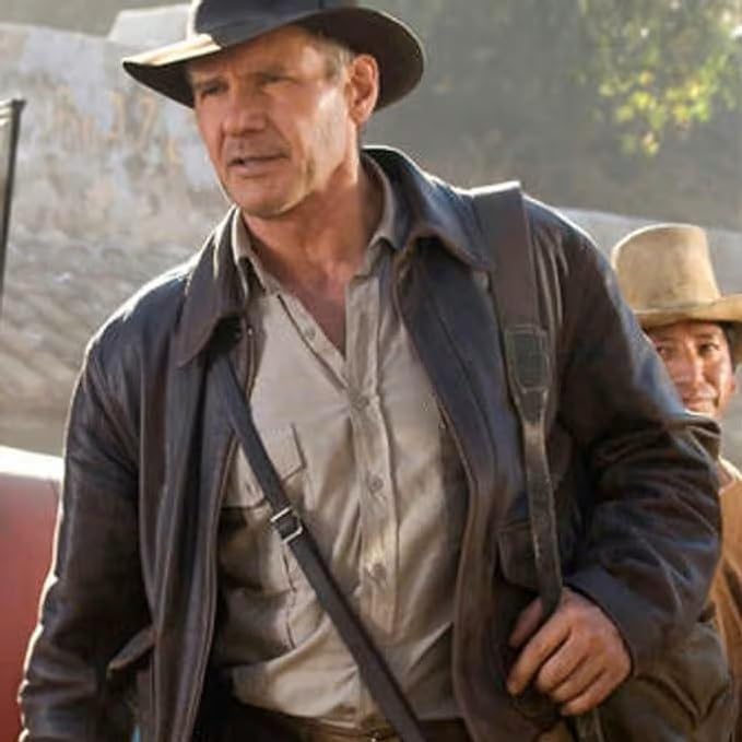Indiana Jones Leather Jacket Men Distressed Brown Vintage Harrison Ford Adventure Jacket