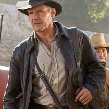 Indiana Jones Leather Jacket Men Distressed Brown Vintage Harrison Ford Adventure Jacket