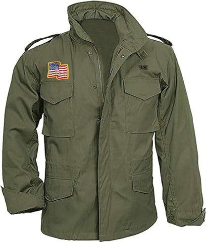 Men's John Rambo First Blood Sylvester Stallone M65 Military US Army Olive Green Cotton Coat Jacket