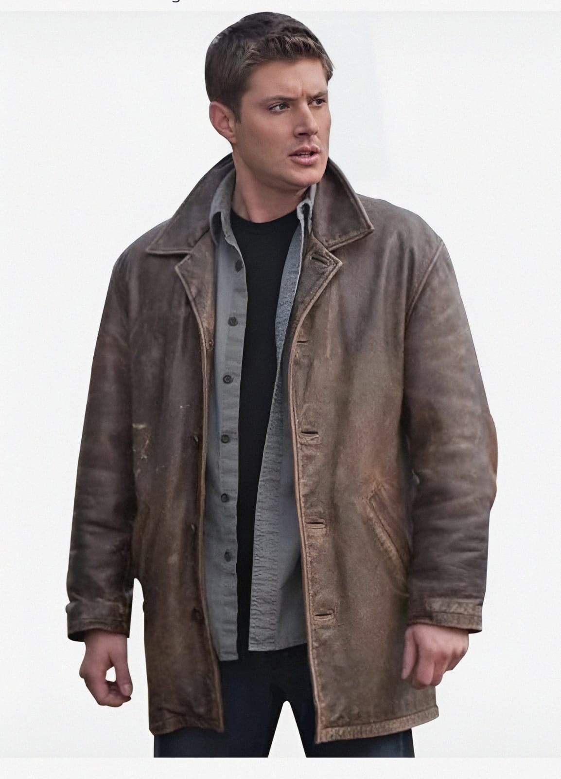 Dean Winchester Supernatural Brown Distressed Coat | Men's Trench Coat Real Leather Jacket | Dean Winchester Trench Coat