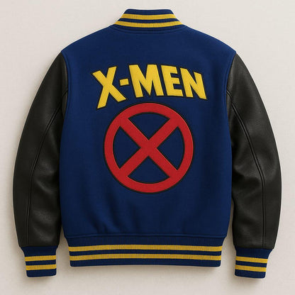X Men Blue & Black Letterman Jacket – Comic Inspired Biker Style Jacket – Wolverine Varsity Jacket for Men