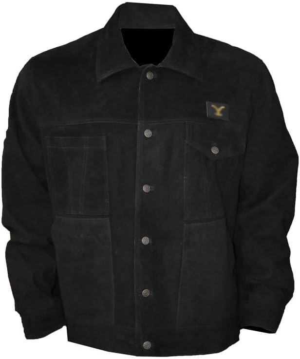 Men’s Cole Hauser TV Series Rip Wheeler Yellowstone John Dutton Ranch Black Suede Leather Cowboy Jacket