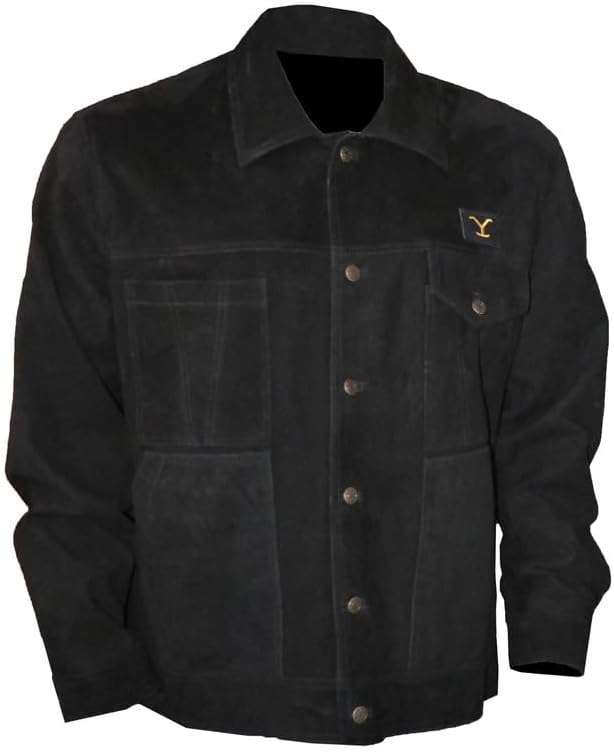 Men’s Cole Hauser TV Series Rip Wheeler Yellowstone John Dutton Ranch Black Suede Leather Cowboy Jacket
